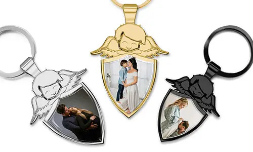 Guardian Angel Photo Keychain with Shield – Unique Personalized Gift for Expecting Parents