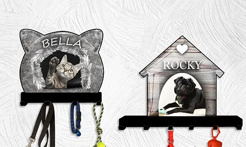 Soporte de llaves de pared de galería con diseño de casa de gato y perro 1