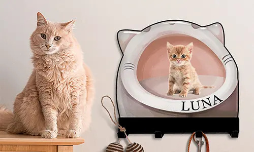 Soporte de llaves de pared de galería con diseño de casa de gato y perro 2
