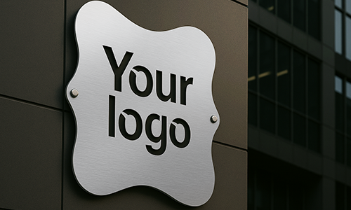 Metal company logo sign with LED lighting