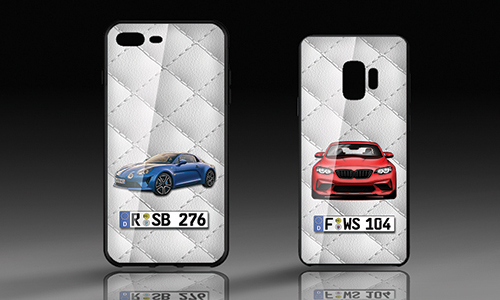 Pouzdro na mobil - Skleněné bílé kožené