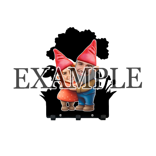 Colgador de llaves personalizado de pared Gnomos de jardín Pareja Amigos