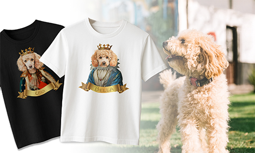 Galerie mit personalisierten T-Shirts Royal Portrait Hund und Katze 2