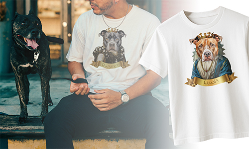Galerie mit personalisierten T-Shirts Royal Portrait Hund und Katze 3