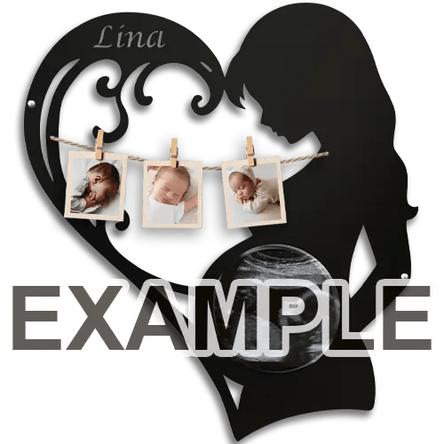 Decoración de pared de metal con ecografía y fotos personalizadas para futura mamá
