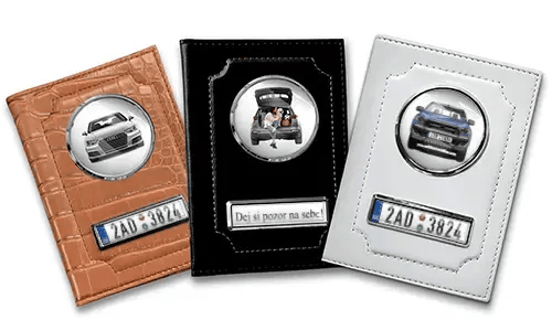 Standardní obal na doklady s autem/fotkou a SPZ pro sebe