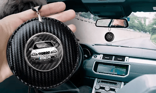 Car Mirror Chain Round - Carbon