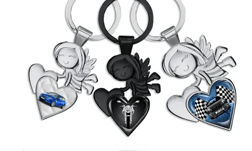 Guardian Angel Keychain Heart With Car