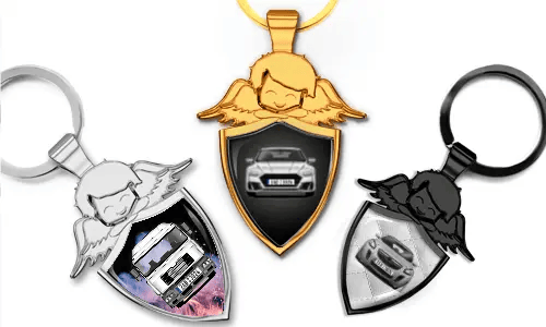 Breloczek do kluczy - tarcza z aniołem stróżem