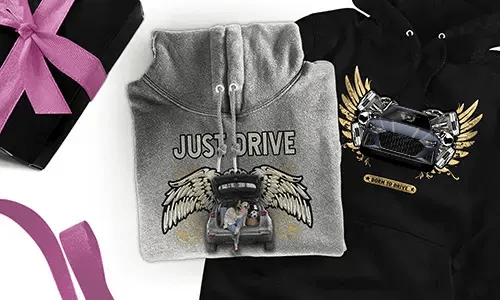 Personalised hoodie with car motif - gift for your daughter