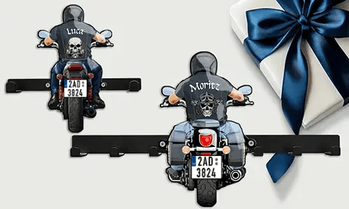 Motorrad-Schlüsselhalter-Wand für deinen Großvater mit seinem Namen und Kennzeichen