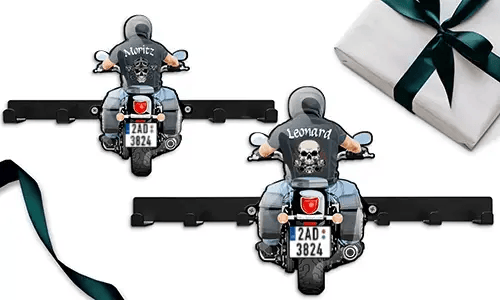 Nejlepší dárek pro tebe - Motocyklový držák na klíče zeď s tvým jménem a registračním číslem