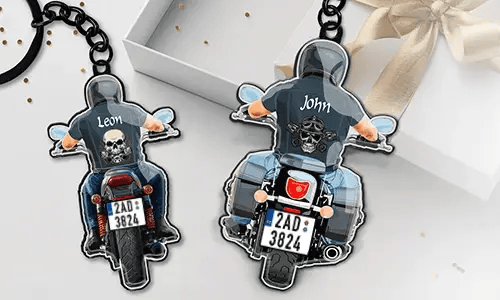 Biker keychain with your dad name!