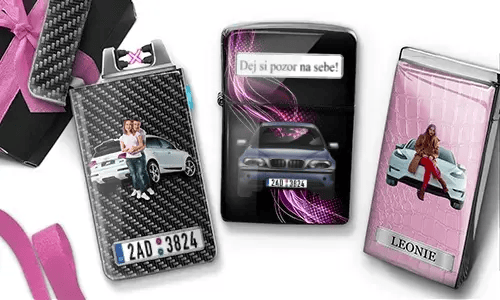 Coolline lighter with car/photo and license plate for your girlfriend