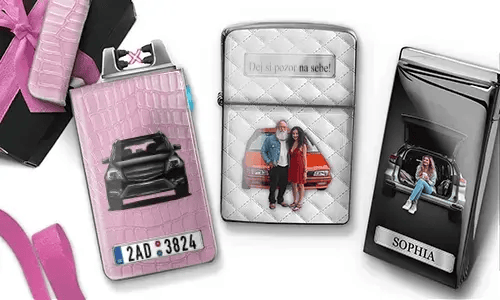 Briquet Coolline avec voiture/photo et plaque d'immatriculation pour ta fille