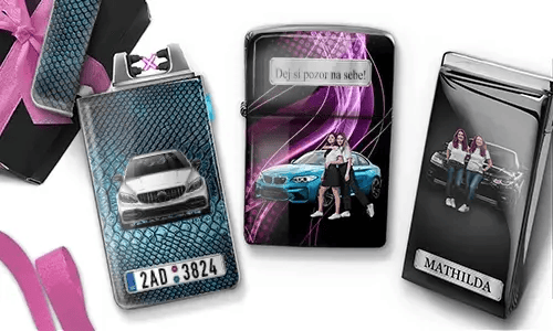 Mechero Coolline con foto de coche y matrícula para tu hermana