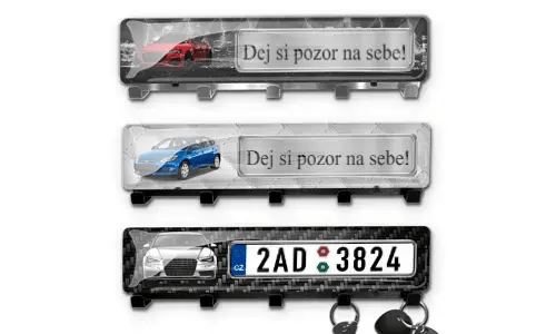 Keyholder-wall with car silhouette and licence plate for a car lover