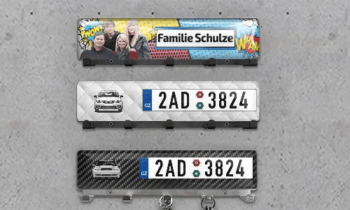 Luxus-Schlüsselbrett Auto-Silhouetten Nummernschild - Chrom