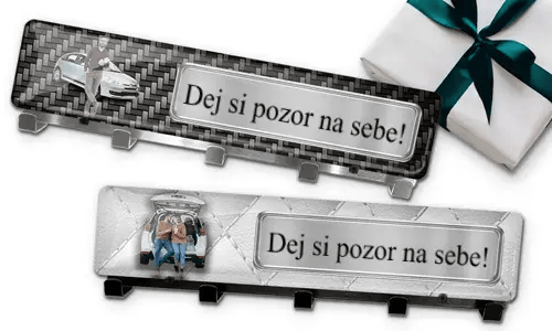 Wieszak na klucze z zdjęciem taty i tablicą rejestracyjną