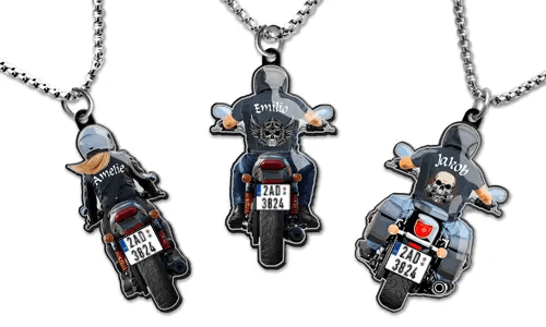 Motorrad-Halskette mit Namen