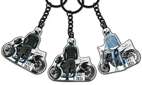 Llavero personalizado de motocicleta con nombre