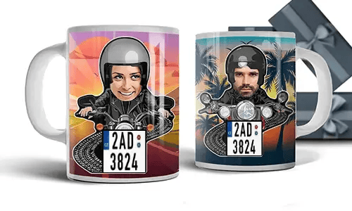 Personalised Mug With Motorcycle Driver