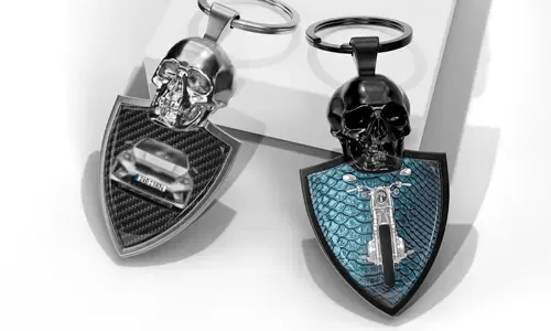 Skull Keychain with Car
