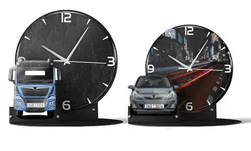Clock on stand with car, motorbike or truck