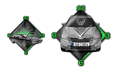 Moderne Wanduhr mit Auto-Motiv