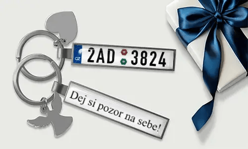 Personalized license plate keychains with custom numbers and metal finish design