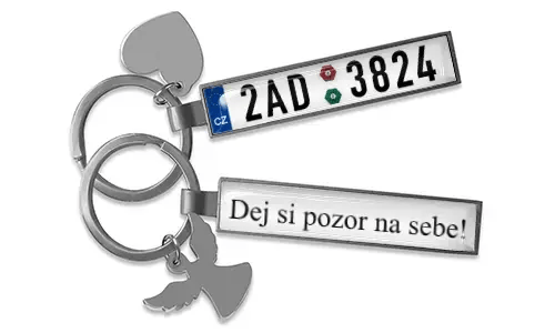 Gepersonaliseerde sleutelhangers met kentekenplaat, eigen nummers en metalen afwerking