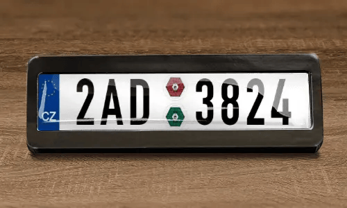 license plate magnet on the table