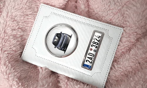 hülle für kfz schein mit Autosilhoette und Kennzeichen etui fahrzeugpapiere