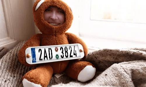 Cuddly toy with photo in the house