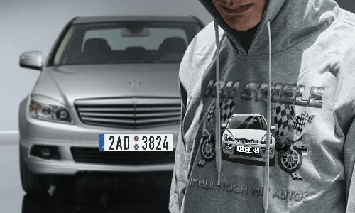 tuning pullover Grau mit dem Wagen auf dem Hintergrund turbo hoodie