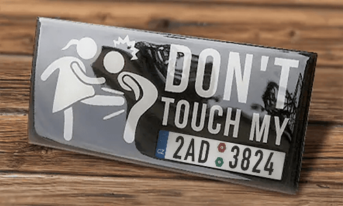 llicense plate sticker restangular on the table