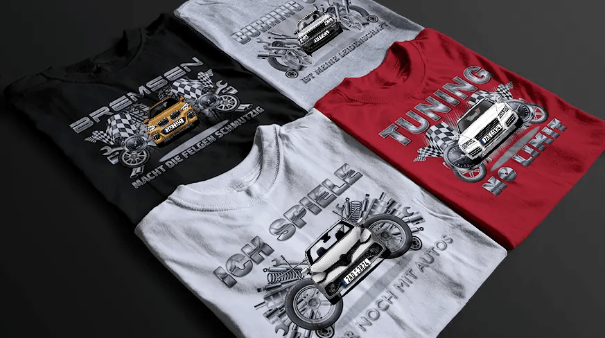 shirt tuning in vier verschiedenen Farben t shirt tuning