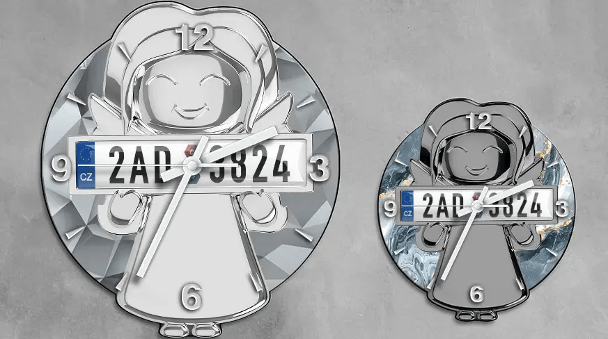 header-angel-wall-clock-license-plate